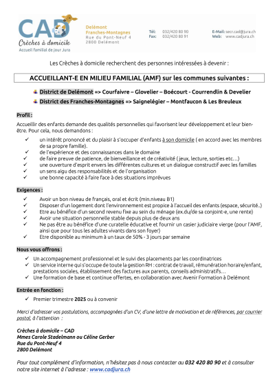 ACCUEILLANT-E EN MILIEU FAMILIAL (AMF)